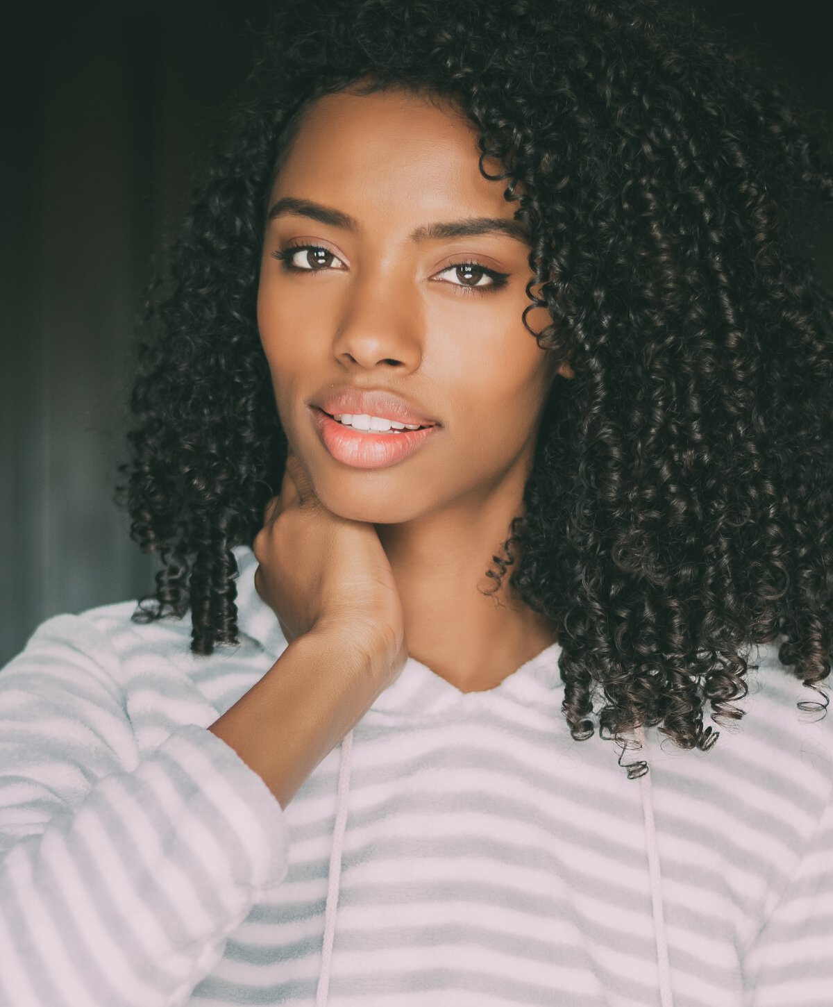 Petaluma dull or dry skin model with black hair