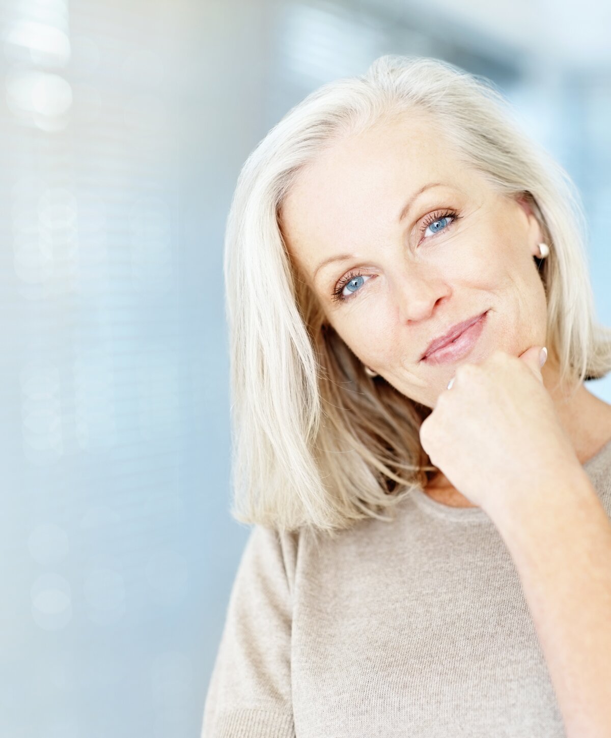 Petaluma PRF model with grey hair